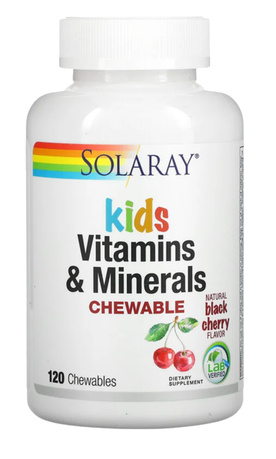 Solaray, Kids Vitamins & Minerals, Chewable, Natural Black Cherry, 120 Chewables